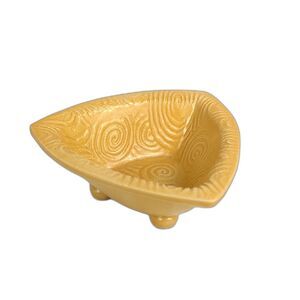 Yellow Trinket Dish Triangle Footed Bowl | Memphis Design Postmodern